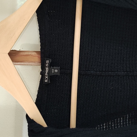 Black Hood open front Cardigan Sweater - Picture 2 of 3